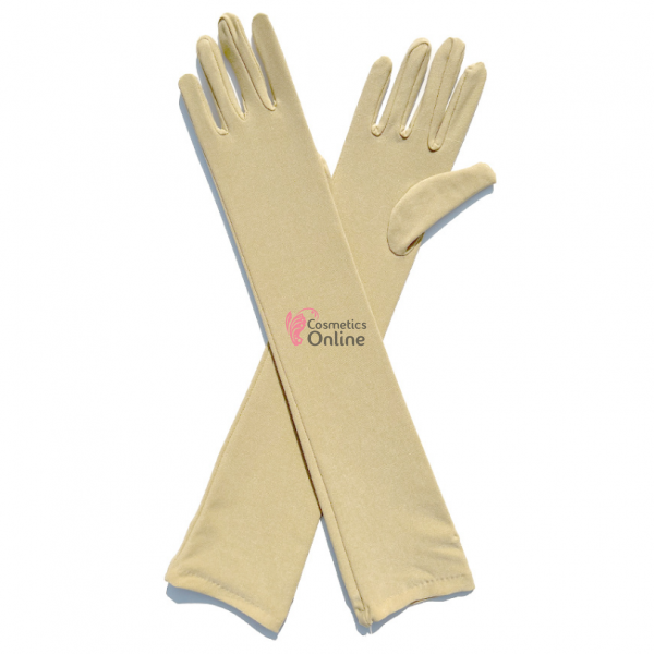 Manusi elegante din spandex simple lungi MNS021EE - Crem-Bej